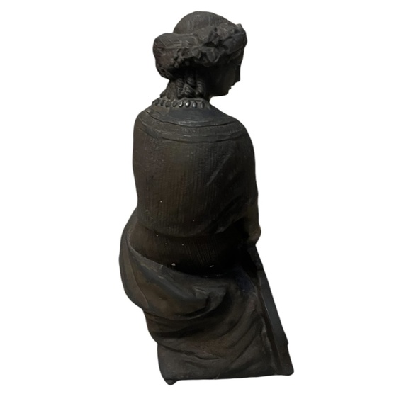 Cast Metal Art Nouveau Statue of Woman with A Lyre Metal Alloy Harp Collectible - Picture 4 of 10